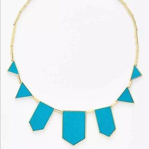 House of Harlow 1960 Aqua Leather Station Necklace